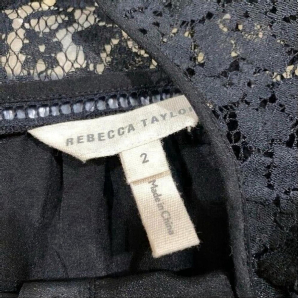 REBECCA Taylor Sarah Lace Silk Blouse. Black Size 2 - Picture 7 of 12